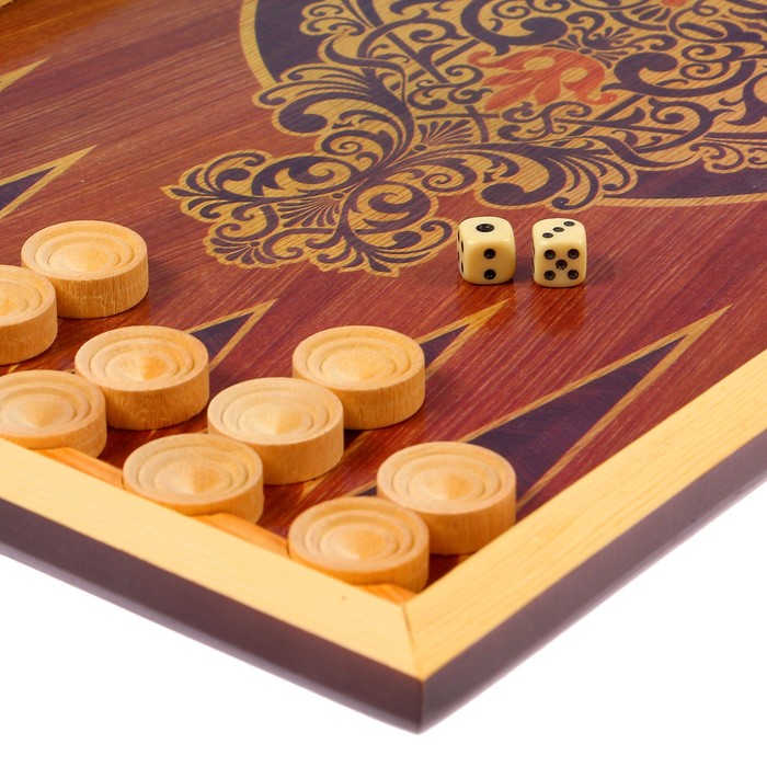 Настольная доска. Нарды Backgammon Wooden Classic Tactic. Нарды + шашки: Сирия – волк. Нарды 60х30. Игра 2 в 1 (нарды, шашки) (60*30см.).