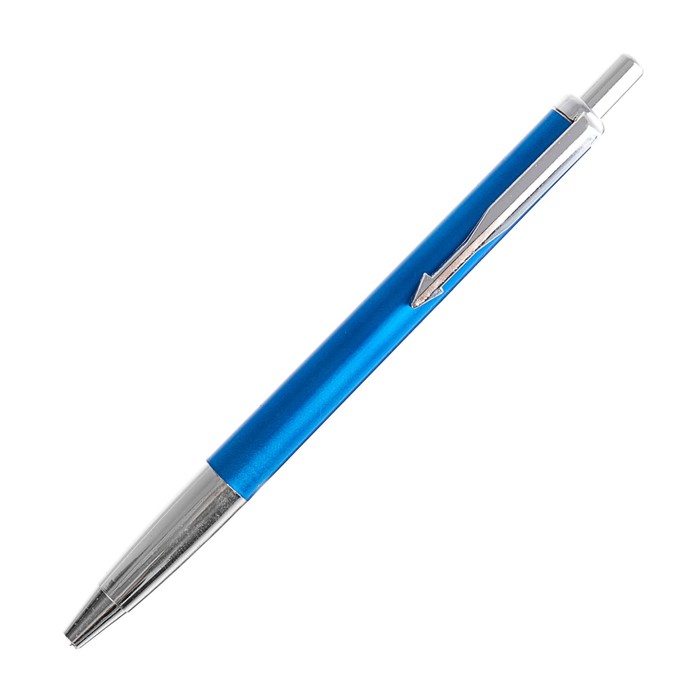 Ручка шариковая автоматическая 0,5мм стержень синий, корпус синий, метал клип