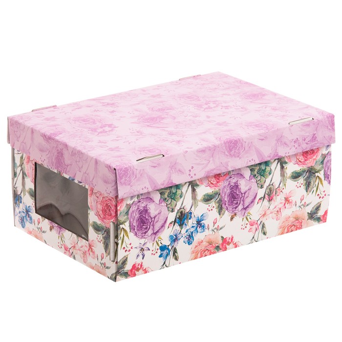 Складная коробка с PVC окошком «Цветочная фантазия», 34 х 23 х 15 см