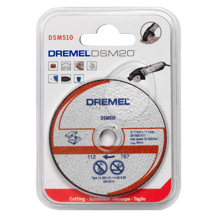 Диск отрезной по металлу Dremel 2615S510JA, для пилы DSM20, 77х11,1 мм, 80 м/с, 20000 об/мин   32904