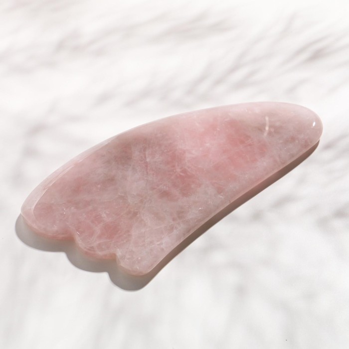 Пластина - скребок для массажа Гуаша, розовый кварц - фото 4379213