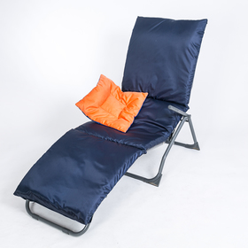 A water-repellent pillow. 195x63x3.5 cm, polyester raincoat 100%, black-blue color, synthetic fiber
