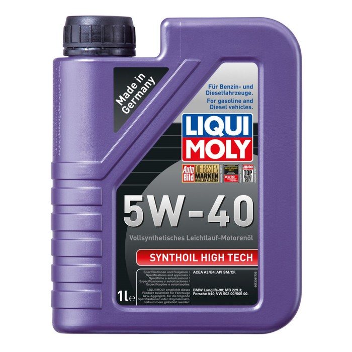 Моторное масло LiquiMoly  5W-40 Syntohoil High Tech синтетическое SM/CF А3/В4, 1 л