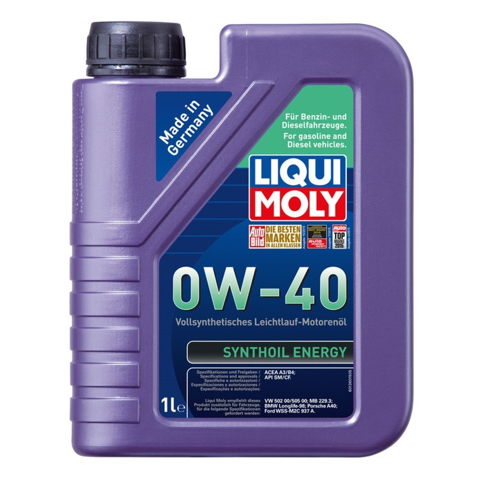 Моторное масло LiquiMoly  0W-40 Syntohoil Energy синтетическое SM/CF А3/В4, 1 л