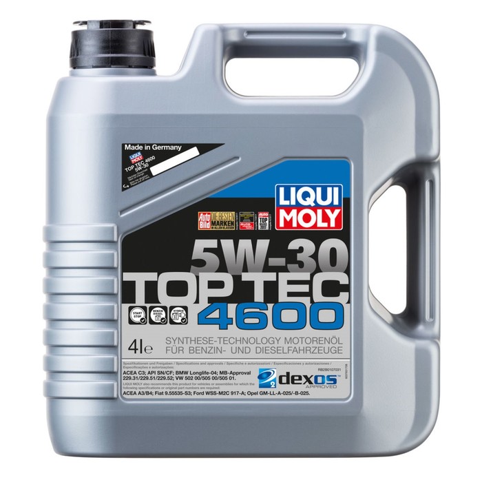 Моторное масло LiquiMoly  5W-30 Top Tec 4600 НС синтетическое SM/CF C3, 4 л