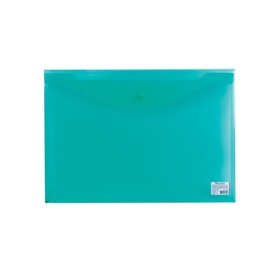 Папка-конверт на кнопке А3, 180 мкм, BRAUBERG, прозрачная, зелёная