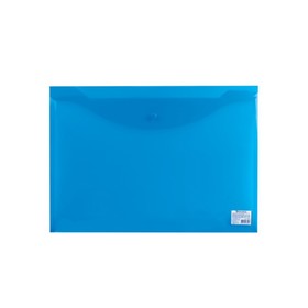 Папка-конверт на кнопке А3, 180 мкм, BRAUBERG, прозрачная, синяя