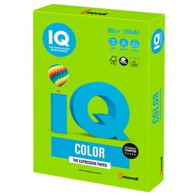 Бумага цветная А4 250 л, IQ COLOR Intensive, 160 г/м2, зелёная, MA42