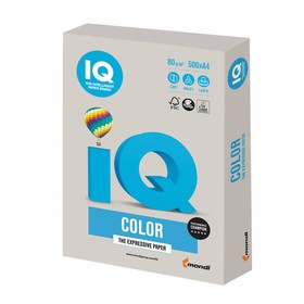 Бумага цветная А4 500 л, IQ COLOR, 80 г/м2, серая, GR21