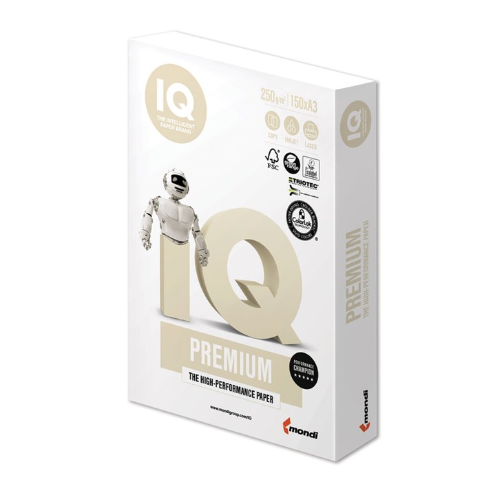 Бумага А3, 150 листов IQ Premium, 250г/м2, класс «А+», белизна 169%