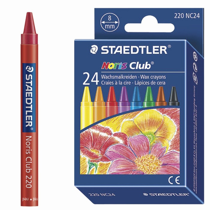 Мелки восковые 24 цвета STAEDTLER Noris Club, в картонной упаковке