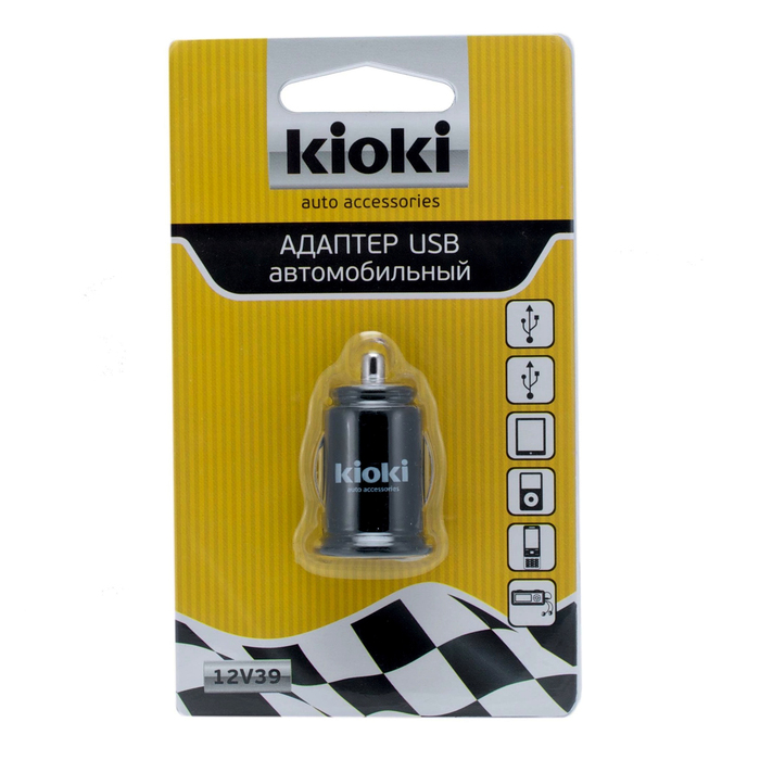 Адаптер USB автомобильный KIOKI, на 2 гнезда, зарядное устройство, 2х1А