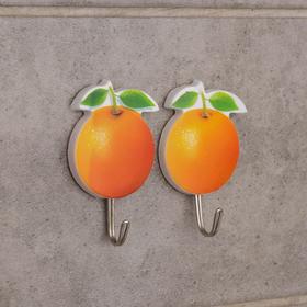 Крючок на липучке «Апельсины», 2 шт, цвет оранжевый