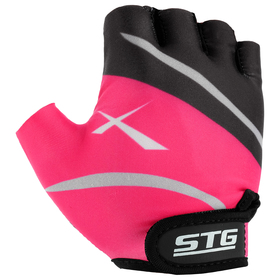 Перчатки велосипедные STG, размер S, цвет чёрный/розовый