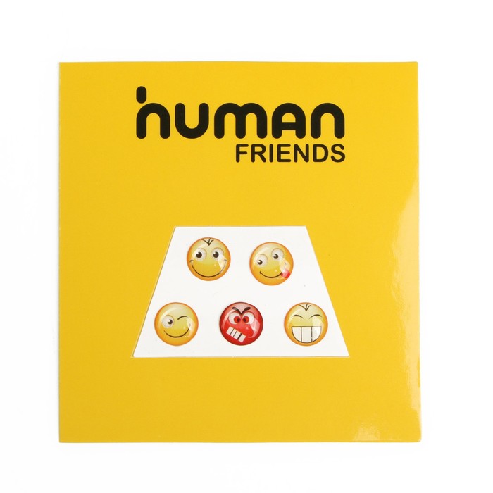 Наклейки Human Friends Emote, для мобильного устройства, в виде Смайлов, диаметр 10 мм