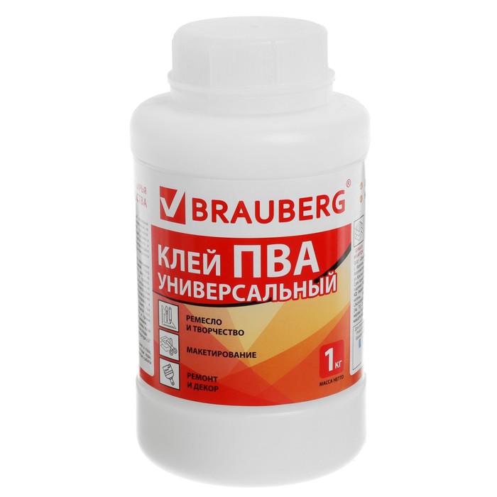 Клей PVA, 1 кг BRAUBERG, универсальный