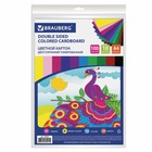 Картон цветной двухсторонний А4, 100 листов, 10 цветов, плотность 220 г/м2, BRAUBERG Kids series, тонированный - фото 4380724
