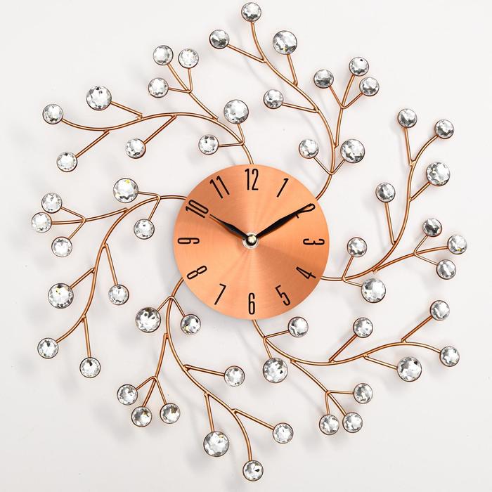 Часы настенные, серия: Ажур, "Цветы сакуры", плавный ход, d=38 см, циферблат 13 см - фото 911546