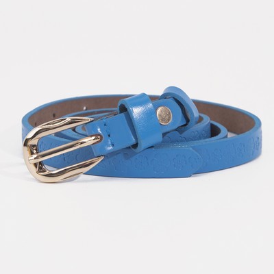 Waist belt for women, width - 2 cm, screw, buckle gold, color blue