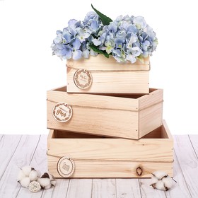 A set of wooden boxes 3 in 1 with label (natural)