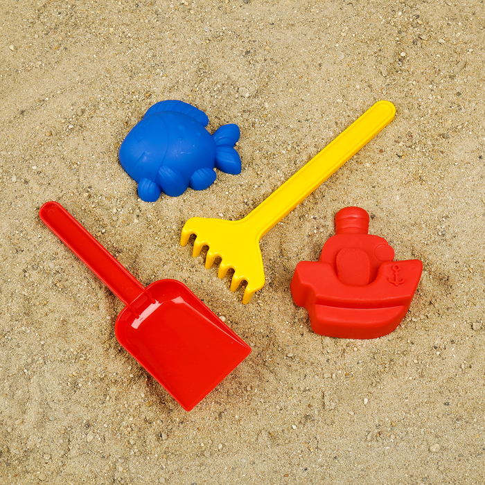 Набор для игры в песке №114: 2 формочки, грабли, совок