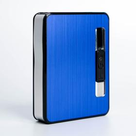 Портсигар с электронной зажигалкой "Барри", от USB, 11х16 см, синий в Донецке