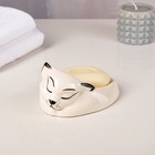 Мыльница "Спящий котик", белая, керамика, 13 см, микс - фото 3812906