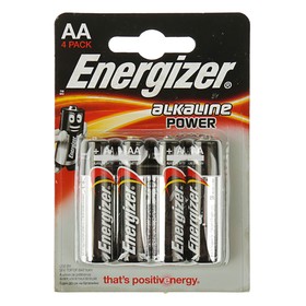 Батарейка алкалиновая Energizer Alkaline Power, AA, LR6-4BL, 1.5В, блистер, 4 шт.