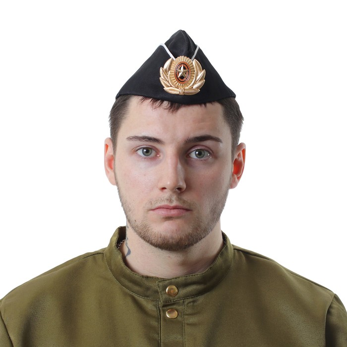 Пилотка с белым кантом, кокарда ВМФ, обхват головы 54-57 см, цвет чёрный