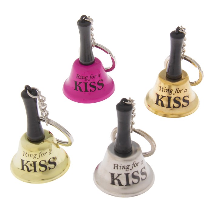 Колокольчик настольный Ring for a kiss, с брелком, микс, 4х4х6,5 см