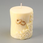 Candle "Wedding motif No. 1" champagne with glitter, 6.8x8.5cm