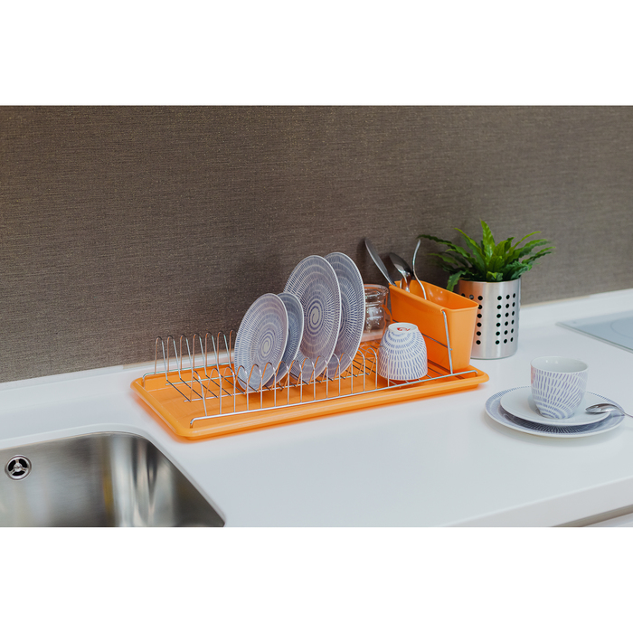Сушилка для посуды с поддоном Доляна, 50×25×14 см, цвет МИКС