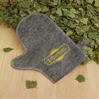 Bath glove, gray with gold embroidery "DOBROMIROV"