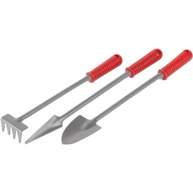 Набор садового инструмента, 3 предмета: грабельки, 2 совка, пластиковые ручки, GRINDA