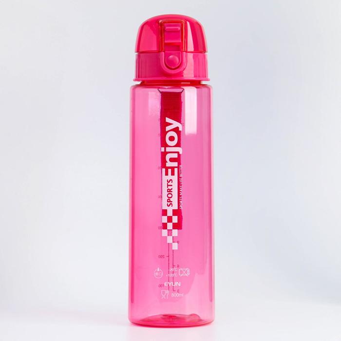 Бутылка для воды Enjoy sports, 800 мл, клик, на ремешке, розовый  8х26 см