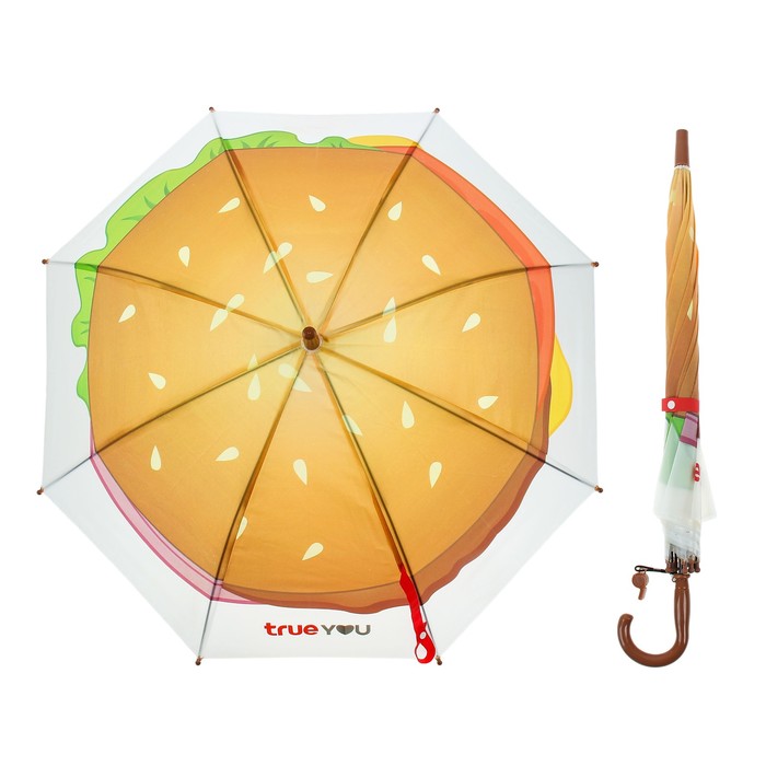 Зонт детский &quot;Бургер&quot;, полуавтоматический, r=32,5см, цвет коричневый