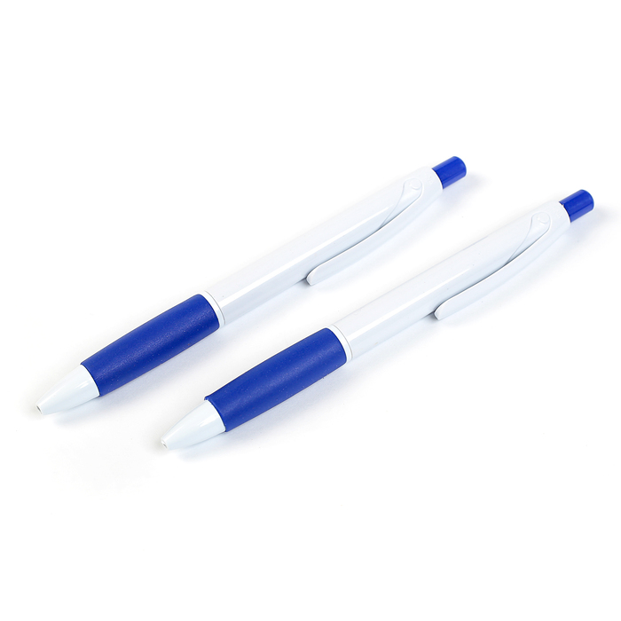 Ручка шариковая авт 0,5мм Лого корпус белый с синим резиновым держателем стержень синий