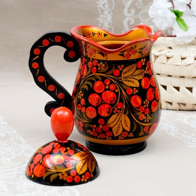 Хохлома из глины. Расписная плошка. Роспись кувшинчиков гжель, хохлома, городец. Хохломская роспись русский народный промысел. Золотые чаши.