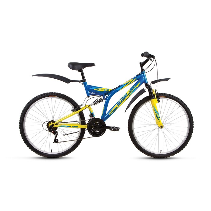 Велосипед 26&quot; Altair MTB FS 26, 2018, цвет синий/желтый, размер 18&quot;