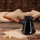 Турка Coffee, с деревянной ручкой, цвет черный, глазурь, деколь, 0.4 л Турка Coffee, с деревянной ручкой, цвет черный, глазурь, деколь, 0.4 л