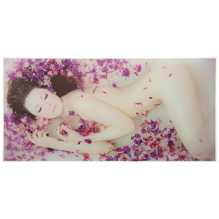 Картина для бани «Девушка в ванной с цветами», 25х50 см
