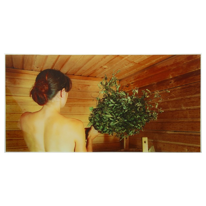 Картина для бани «Девушка с веником», 25х50 см