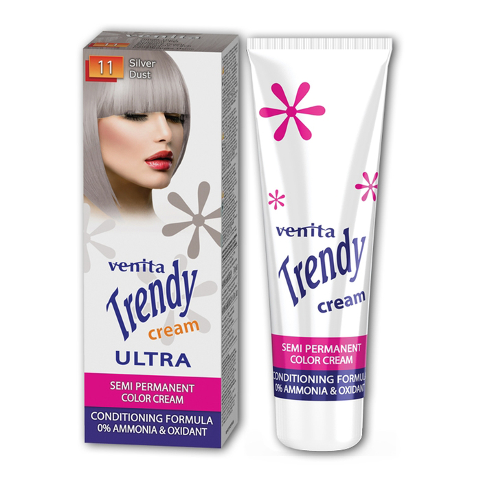 Краска для волос Trendy Cream, для полуперманентного окрашивания, 11 серебряная пыль, 75 мл