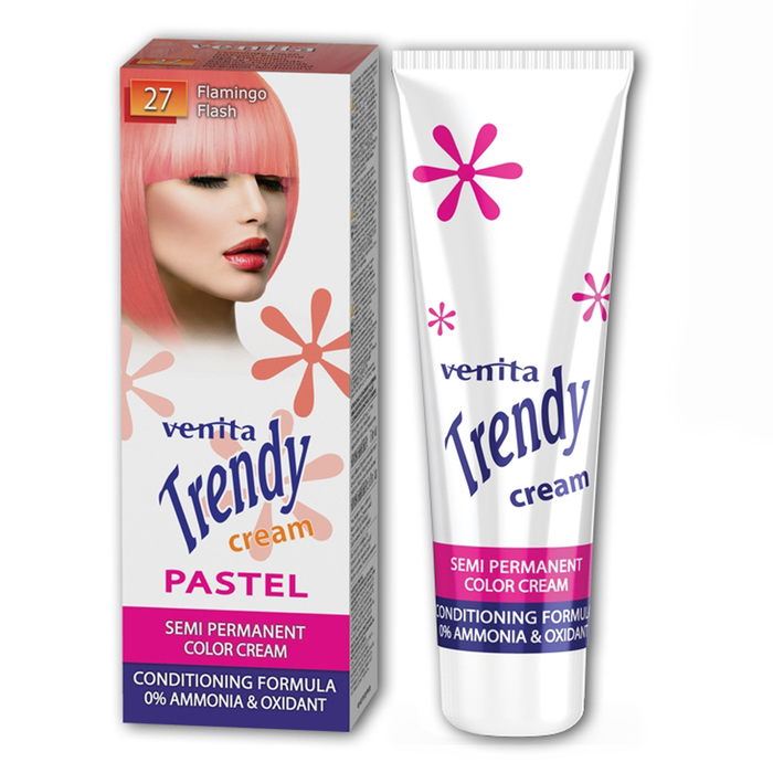 Краска для волос Trendy Cream, для полуперманентного окрашивания, 27 розовый фламинго, 75 мл