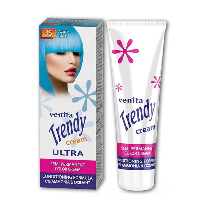 Краска для волос Trendy Cream, для полуперманентного окрашивания, 35 лазурная голубизна, 75 мл