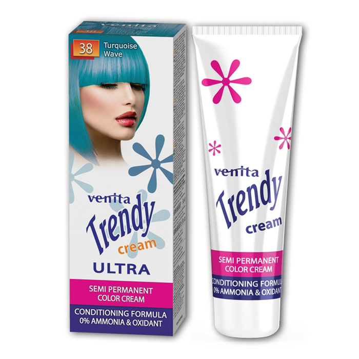 Краска для волос Trendy Cream, для полуперманентного окрашивания, 38 бирюзовая волна, 75 мл