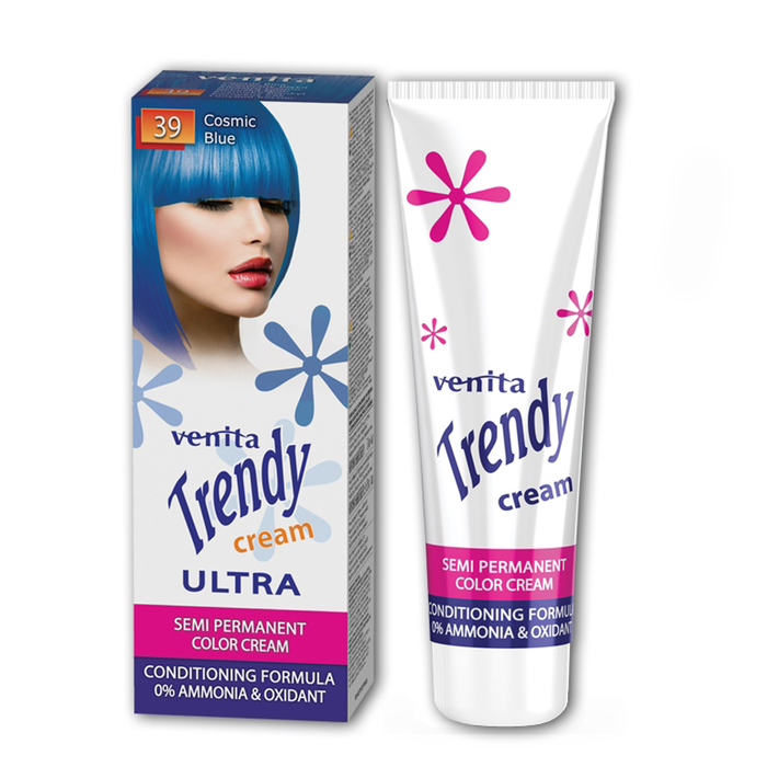 Краска для волос Trendy Cream, для полуперманентного окрашивания, 39 голубой космос, 75 мл