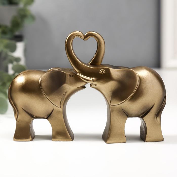 Сувенир полистоун "Два африканских слона" бронза (набор 2 шт) 10,5х15х3,5 см