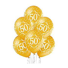 Шар латексный 14" «Цифра 50», пастель, 5-сторонний, набор 25 шт., золотой
