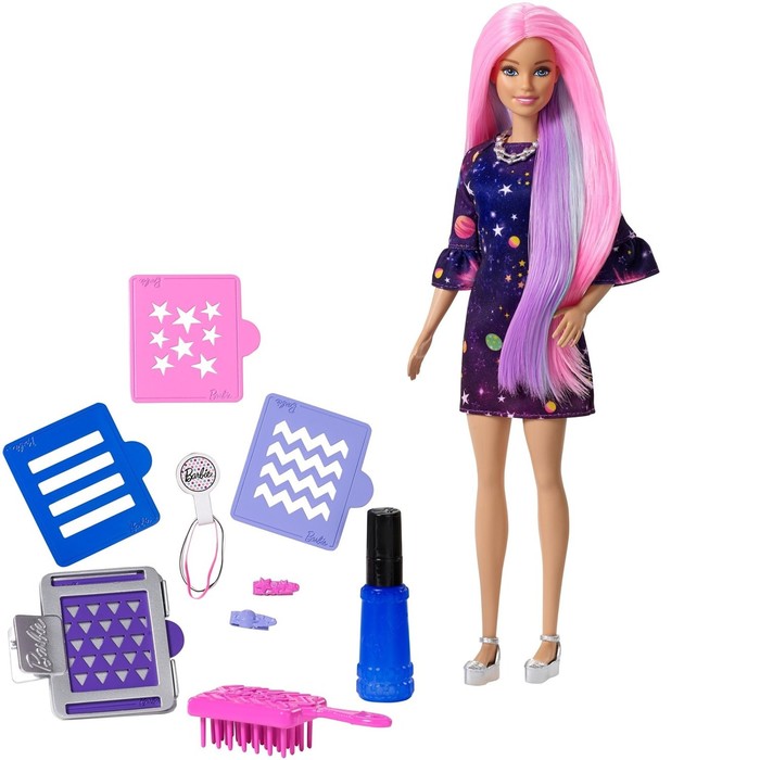 Популярные игрушки для девочек. Набор Barbie цветные Локоны, 29 см, dwk49. Кукла Барби цветной сюрприз. Набор Barbie на ГЛАМУРНОМ велосипеде, djr54. Кукла Barbie цветной сюрприз с розовыми волосами, fhx00.